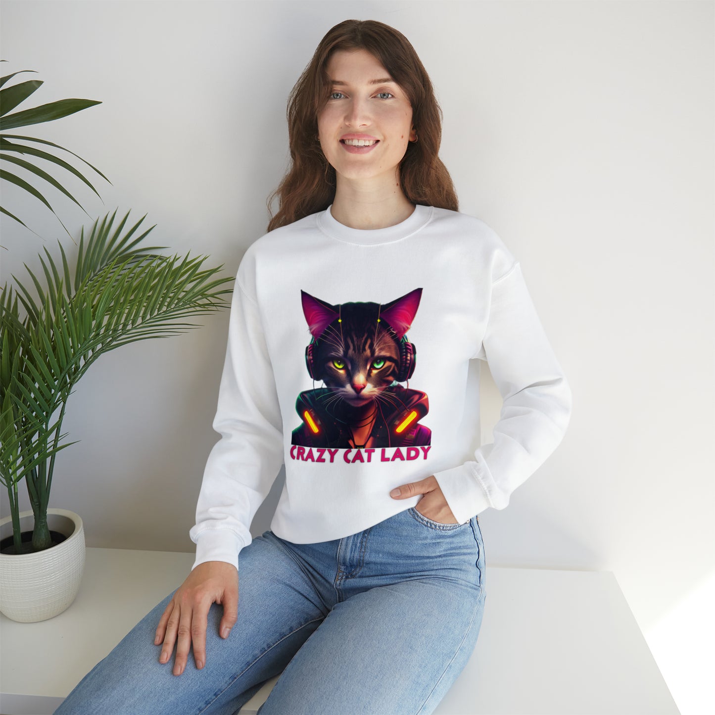 Crewneck Sweatshirt Crazy Cat Lady