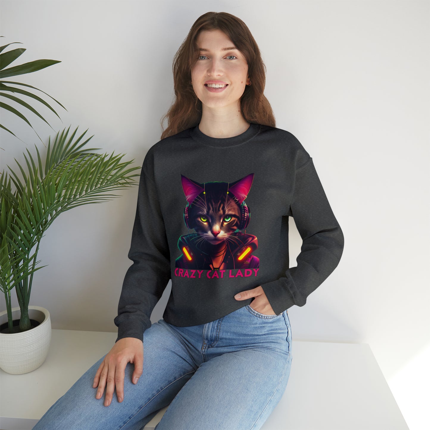 Crewneck Sweatshirt Crazy Cat Lady